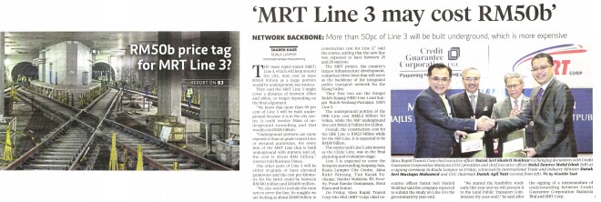 New Straits Times_MRT-LINE-3-MAY-COST-RM50B